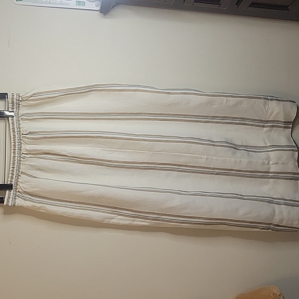Madewell Cream and Brown Striped Maxi Skirt